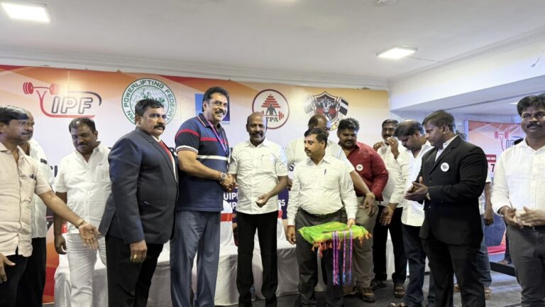 Actor  Ajay Rathinam participated in national-level Bench Press Powerlifting