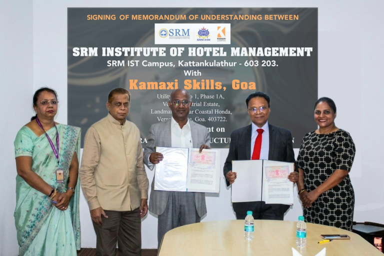 SRM Institute of Hotel Management, SRM IST Campus, Kattankulathur Signs MoU with Kamaxi Skills