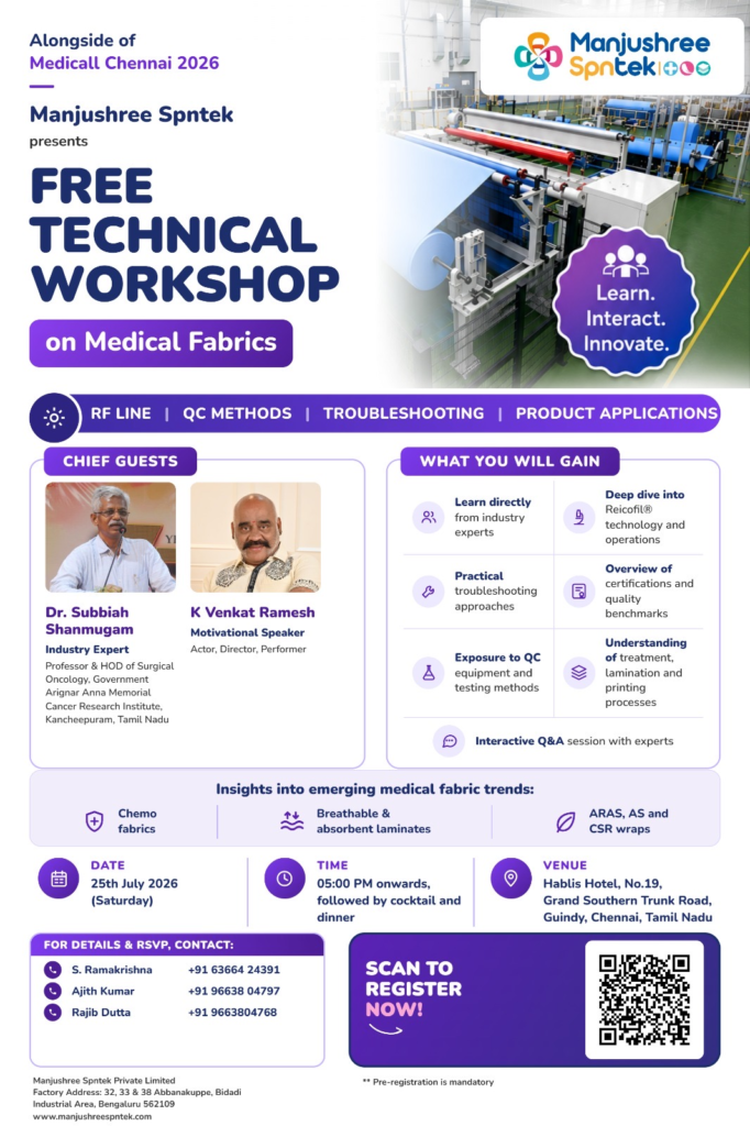 Manjushree Spntek to Host Free Technical Workshop on Medical Fabrics in Chennai